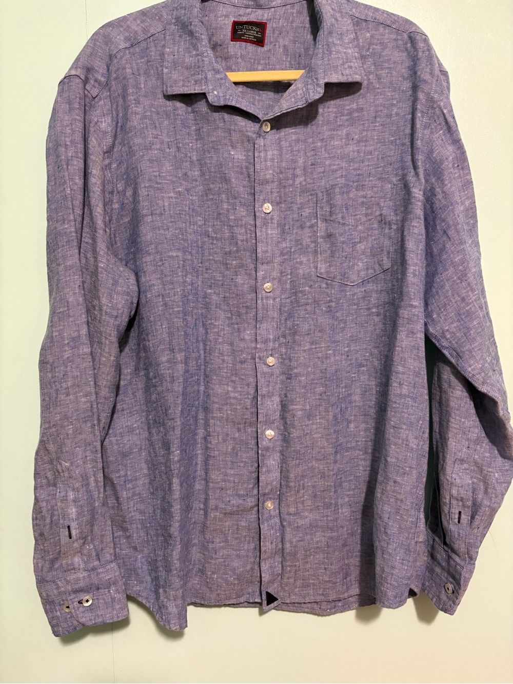 UNTUCKit Men's Blue Linen-Blend Button-Down Shirt
